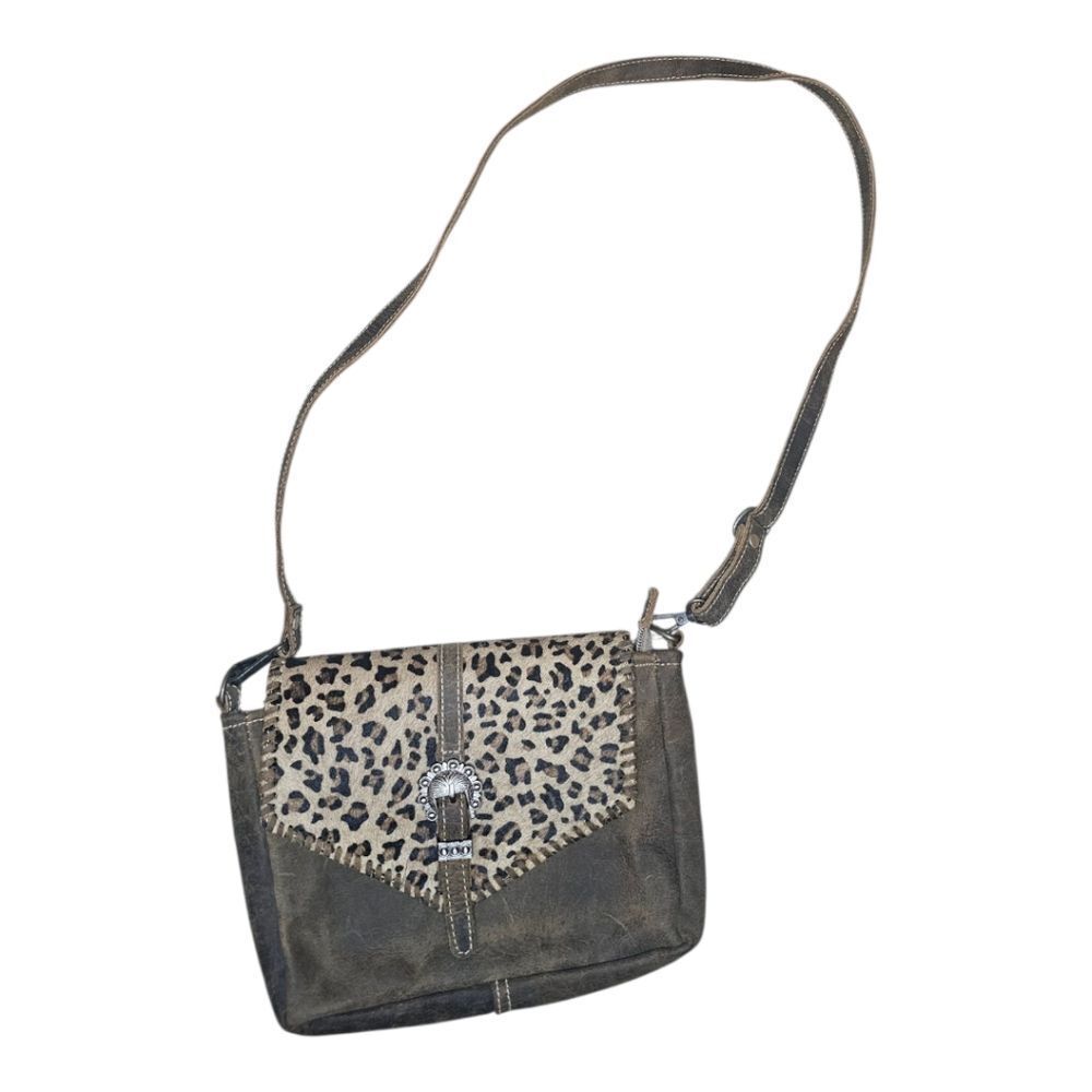 MYRA Leopard Print Pony Hair Crossbody‎ Bag